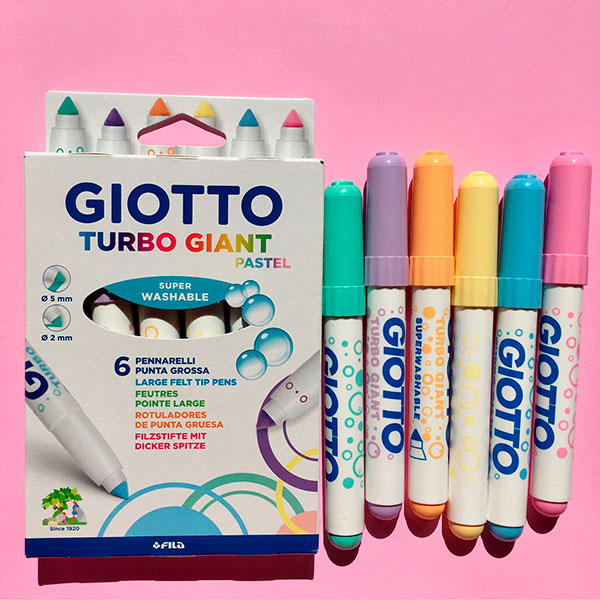 Set de 6 marcadores Giotto Turbo Giant Pastel