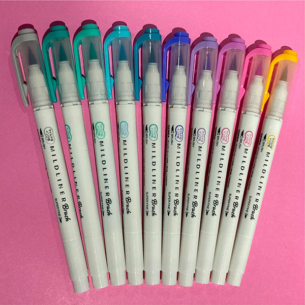 Zebra Mildliner Brush de doble punta en colores suaves