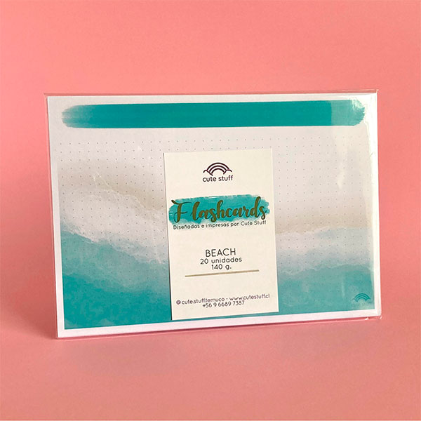 Flashcards A5 set de 20 en diseños Basic, Beach y Girasol