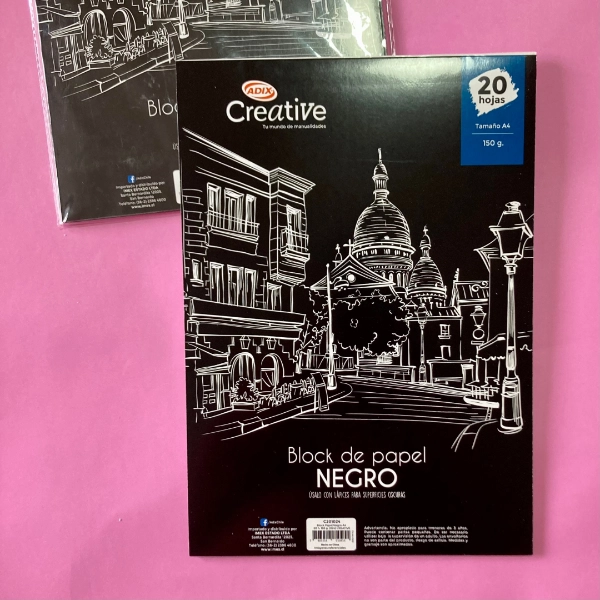 Block de papel negro A4 de 150 g/m²