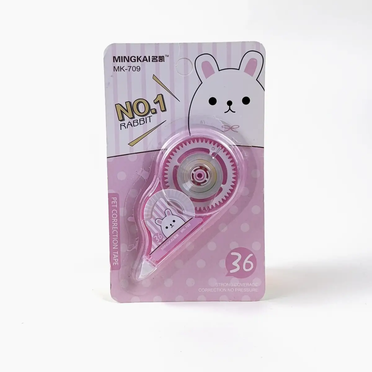Corrector en cinta Mingkai MK-709 rosado con diseño de conejo