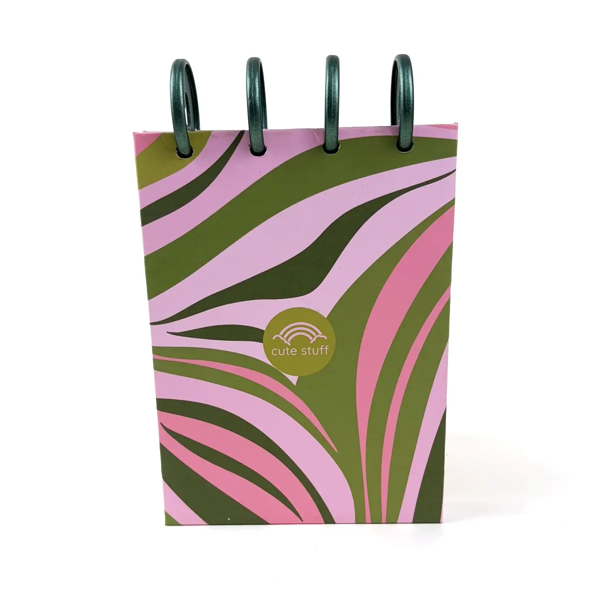 Libreta A6 Begonia rosada con ilustración botánica y discos superiores