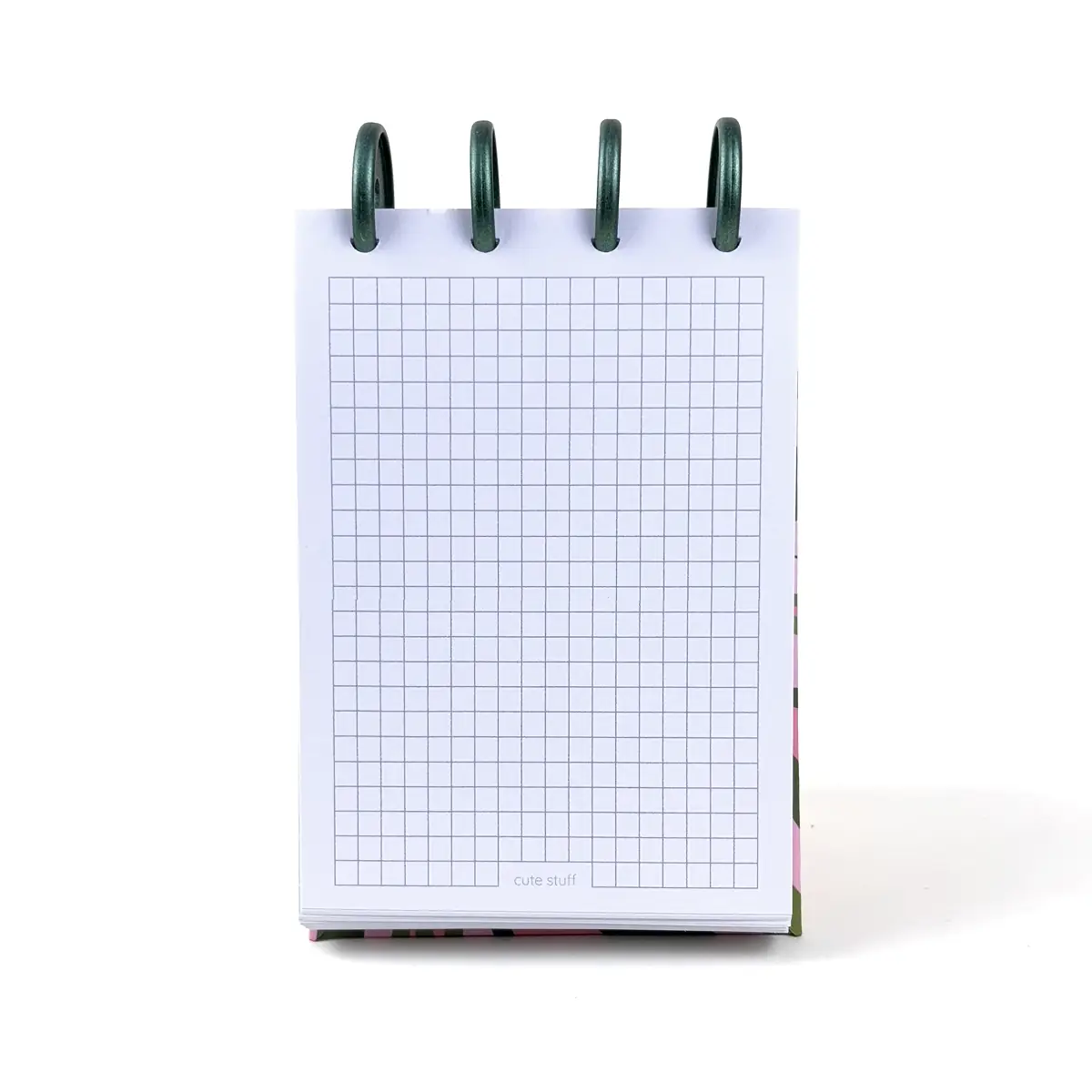 Interior de Libreta A6 Begonia con hojas cuadriculadas y discos superiores