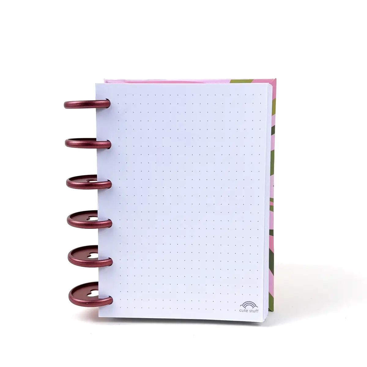 Interior de Libreta A6 Begonia con hojas punteadas y discos laterales