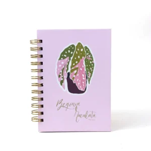 Libreta B6 Begonia con ilustración botánica y encuadernación lateral