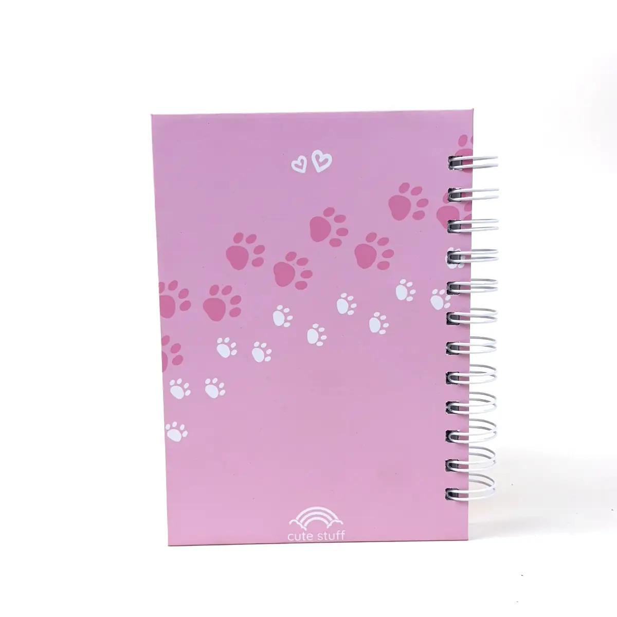 Contraportada rosada con huellas de gato de Libreta B6 Kitten Love