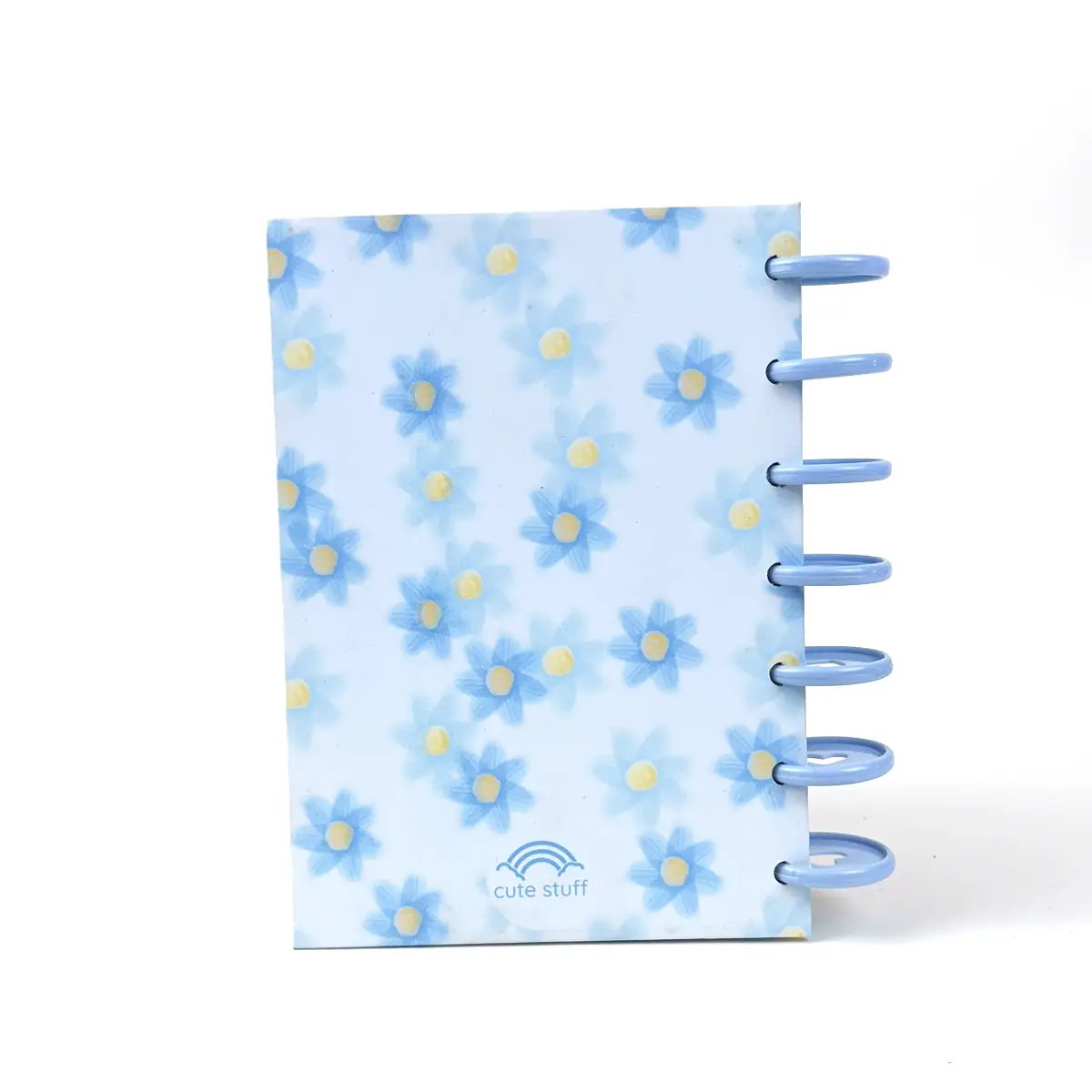 Contraportada floral celeste de Libreta B6 Sabbath con discos laterales