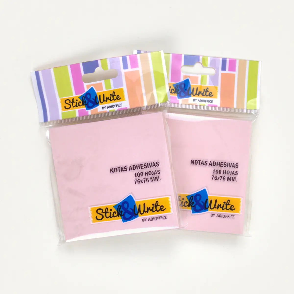 Notas adhesivas Stick and Write rosadas de 76 × 76 mm