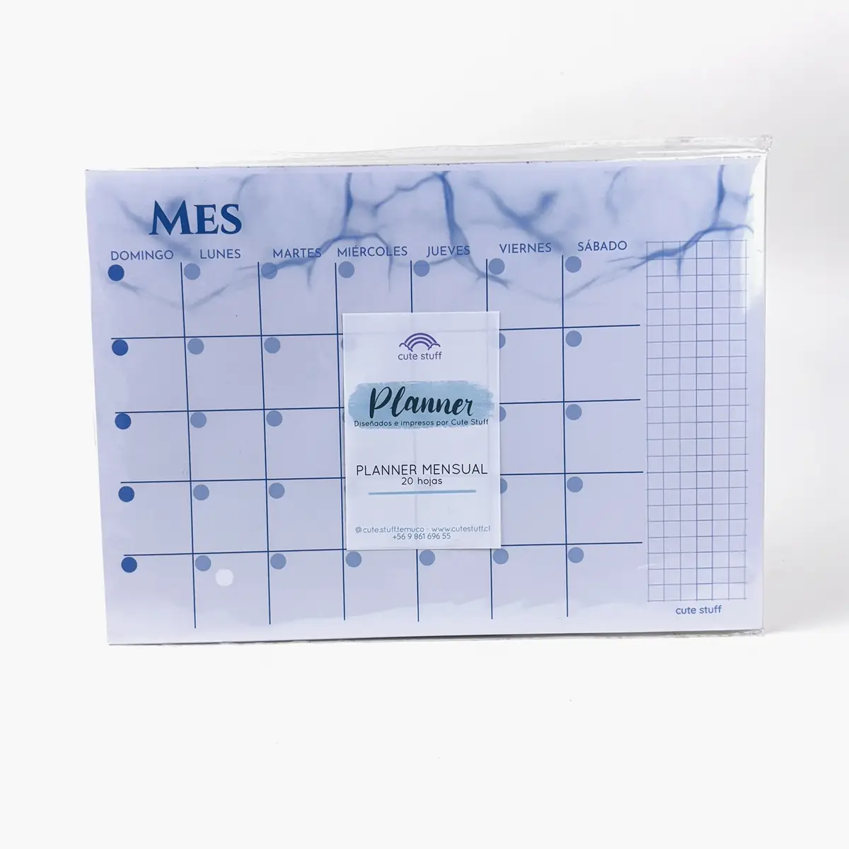 Planner Mensual A4 Marmoleado Azul de Cute Stuff