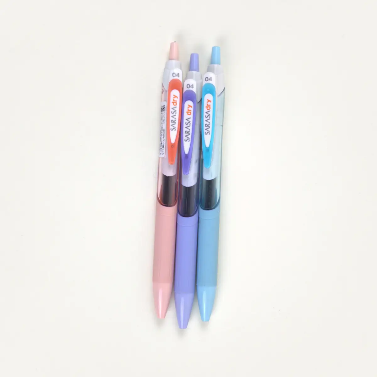 Lápices Zebra Sarasa Dry con cuerpos Light Pink, Lavender y Soft Sky