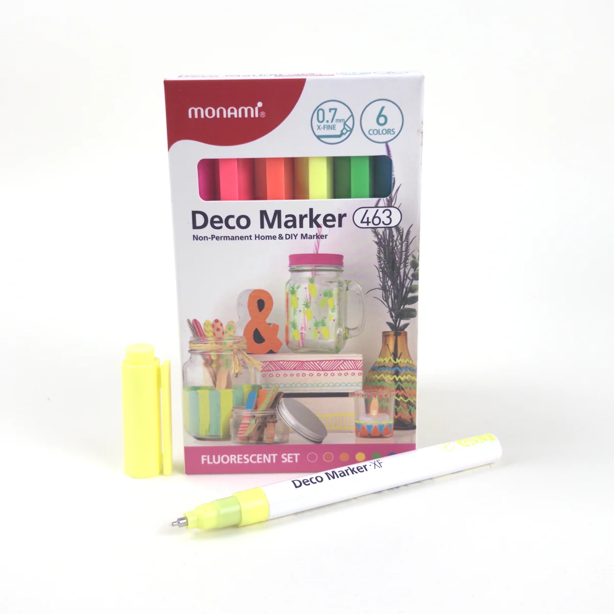 Vista adicional de Monami Deco Marker 463 Fluorescent 0,7 mm — Set 6 Colores