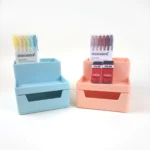 Organizador con Cajón y Portalápices Torre — Celeste / Durazno