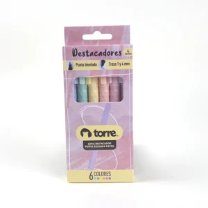 Torre Destacadores Tipo Lápiz Pastel — Set 6 Colores