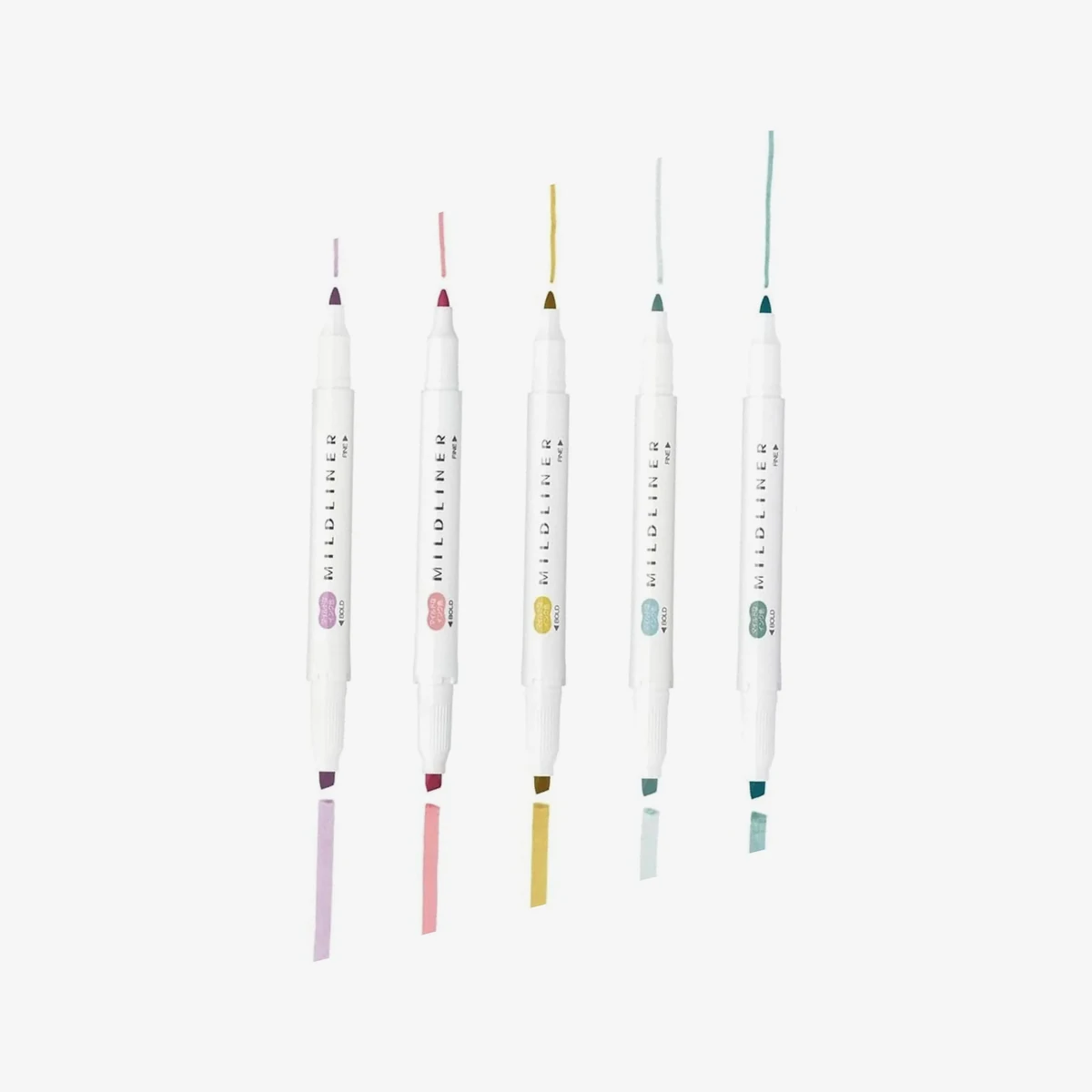 Detalle de puntas de Zebra Mildliner Calm — Set de 5