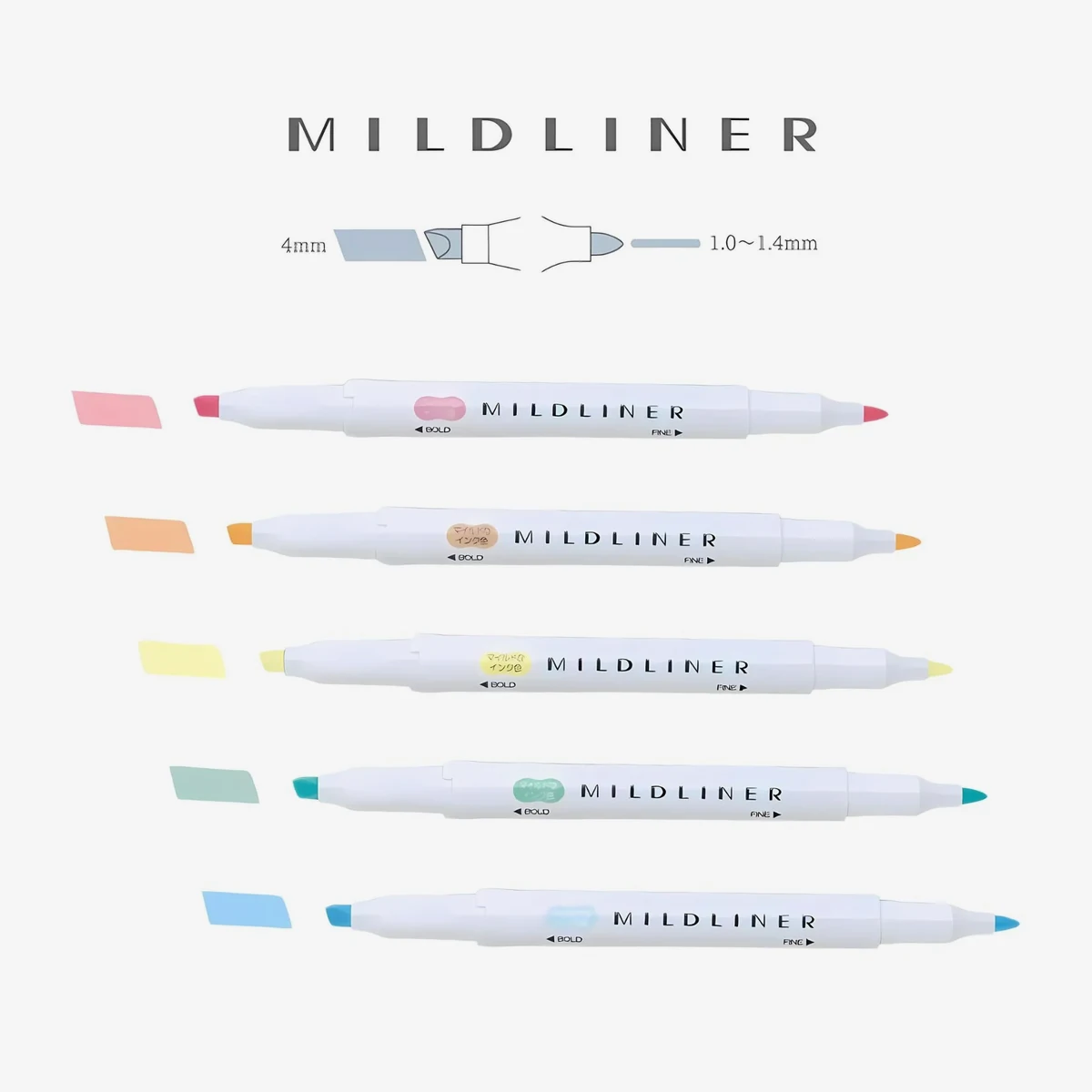 Colores incluidos de Zebra Mildliner Slightly Fluorescent — Set de 5